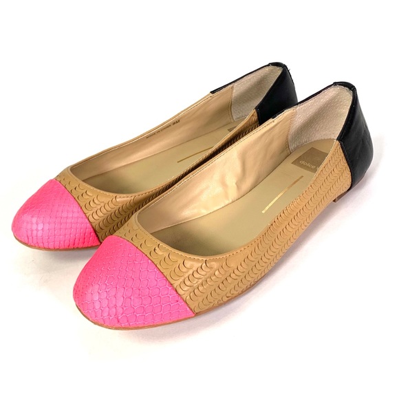 Dolce Vita Baca Fish-Scale Ballet Flats Tan Black Pink - Picture 3 of 9